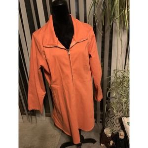 Color Me Cotton CMC Jacket Dress Full Zip Front Pockets orange Size XL
